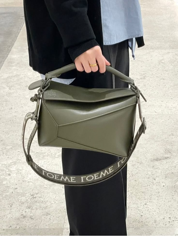Loewe Puzzlo edge monochrome in satin leather calfskin